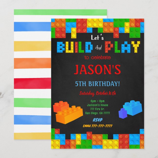 Redigerbar blockinbjudan inbjudningar (Fram/baksida)