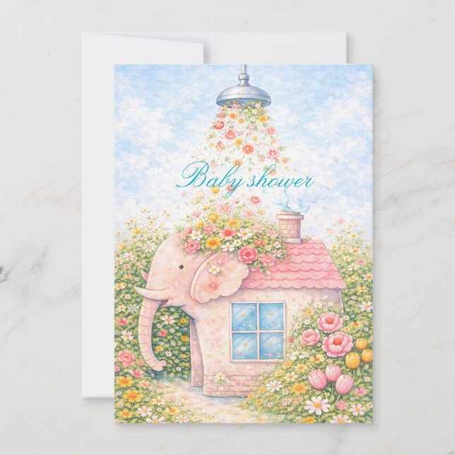 Redigerbar Blommig Bebis Shower Inbjudan  (Framsida)