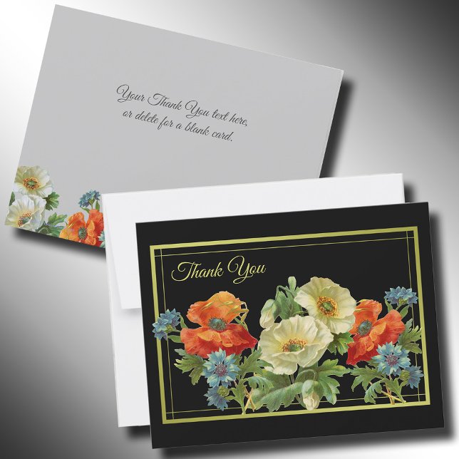 Redigerbar Blommigt för vallmo- och kornblommor-Ta Kort (Skapare uppladdad)