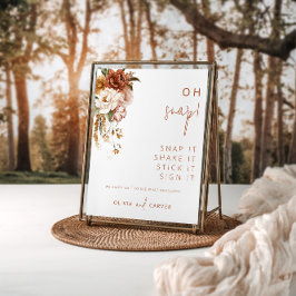 Redigerbar Blommigt Solset Bröllop Photo Guestbook Poster