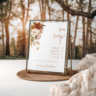 Redigerbar Blommigt Solset Bröllop Photo Guestbook Poster
