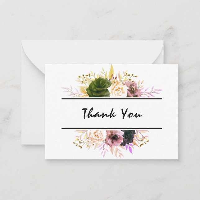 Redigerbar Blommigt, Tack, välkomst, hemgjord Anteckningskort (Framsida)