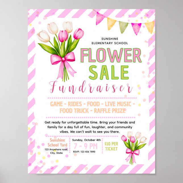 Redigerbar blomsterrea försäljning fundraiser flyg poster (Framsidan)