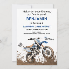 Redigerbar Blue Dirt Bike Birthday-inbjudan Inbjudningar