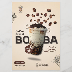 Redigerbar Boba Tea Café Flyer, Småföretag Meny