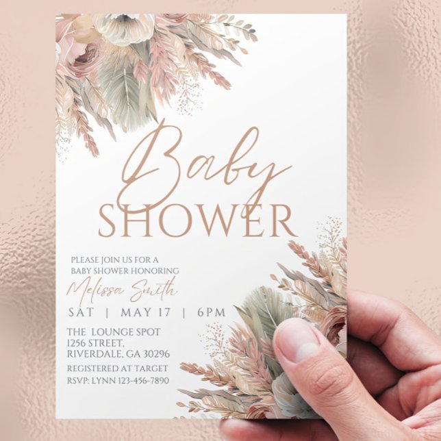 Redigerbar Boho Baby Shower-Gender för inbjudan Ne (Skapare uppladdad)