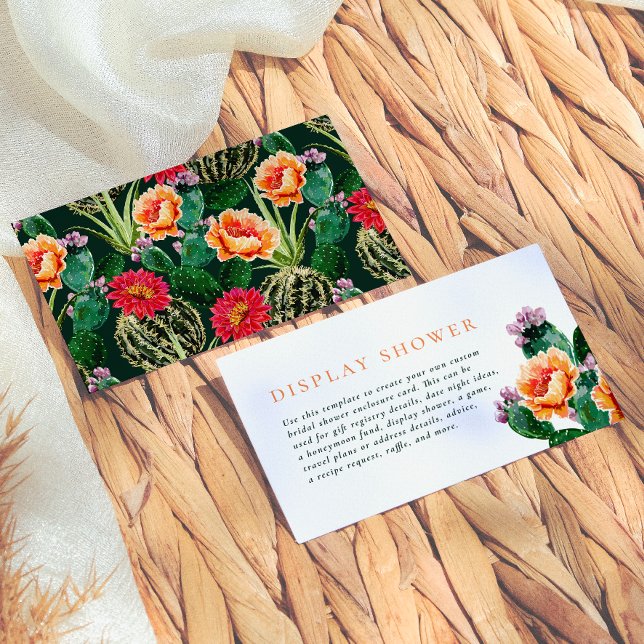 Redigerbar Boho Kaktus Blommor Fiesta Bröllopsdusc Tilläggskort (Skapare uppladdad)