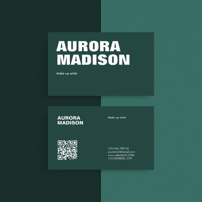 Redigerbar Boho-visitkortsmall QR-kod Visitkort (Editable Boho Business Card Template QR Code)
