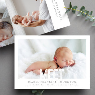 redigerbar BOLD MEET NY kollage baby, födsel Meddelande