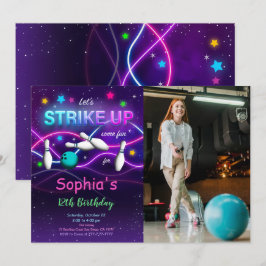 Redigerbar bowling fotografering inbjudan