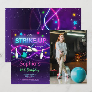 Redigerbar Bowling-fotoinbjudan Inbjudningar