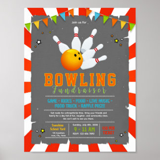 Redigerbar bowling välgörenhetsflygblad poster