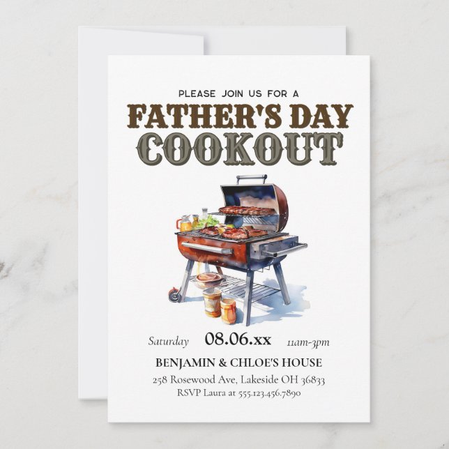 Redigerbar BQ-inbjudan för Fars dag Cookout Inbjudningar (Framsida)