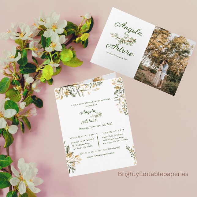 Redigerbar Bröllop-repetitionsmiddag Inbjudan (Skapare uppladdad)