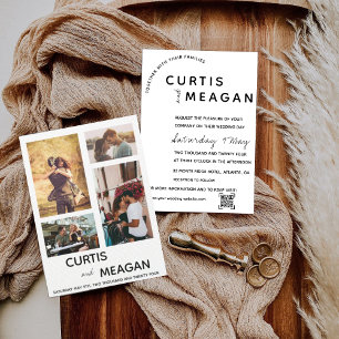 Redigerbar bröllopsinbjudan med fotokollage inbjudningar