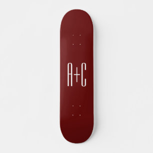Redigerbar Burgundy Red Background & White Text Mini Skateboard Bräda 18,5 Cm