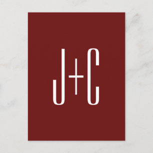 Redigerbar Burgundy Red Background & White Text Vykort