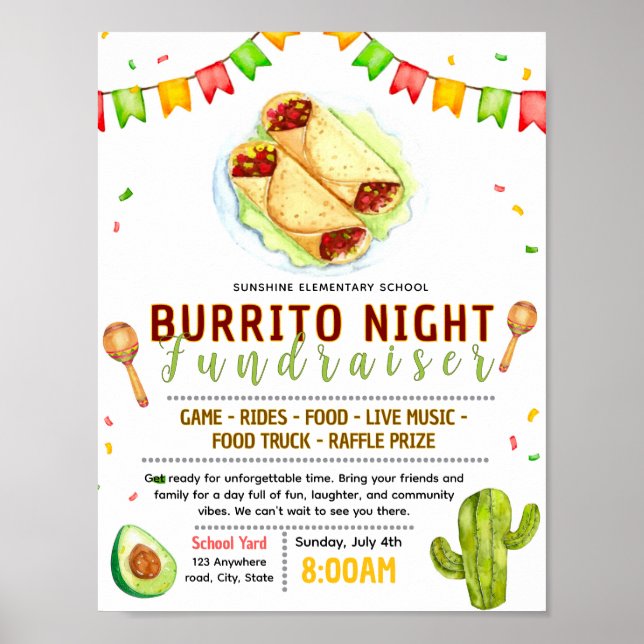Redigerbar burrito insamlingsflygblad poster (Framsidan)