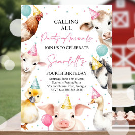 Redigerbar Calling All Party Animals Farm Girl Bir Inbjudningar