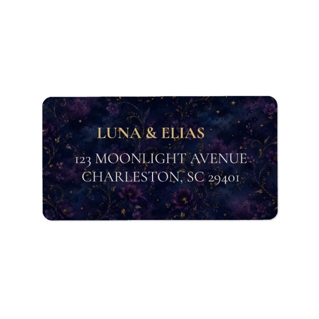 Redigerbar Celestial Gothic Bröllop Returadress L Adressetikett (Framsidan)