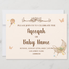 Redigerbar Chic Neutral Aqeeqah Inbjudningskort