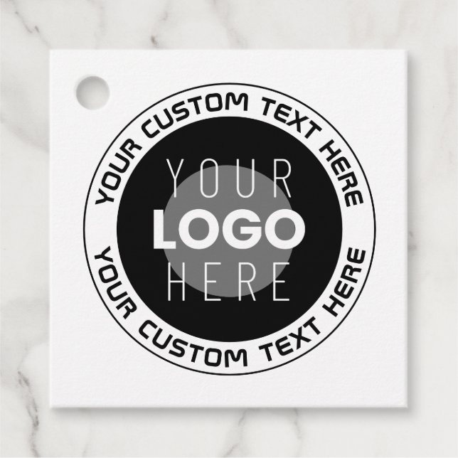 Redigerbar cirkulär text och utbytbar Logotyp | B& Gåvor Etiketter (Framsida)