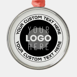 Redigerbar cirkulär text och utbytbar Logotyp | B& Julgransprydnad Metall