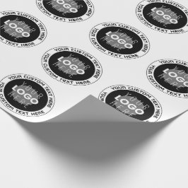 Redigerbar cirkulär text & utbytbar logotyp | B&W Presentpapper
