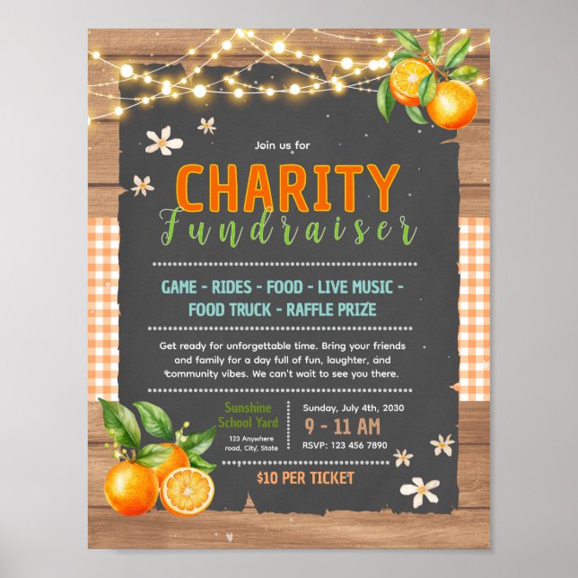 Redigerbar citrus välgörenhetsinsamling flygblad poster (Framsidan)
