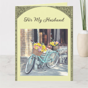 Redigerbar cykel och blommor kort