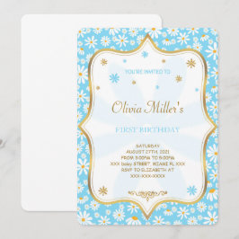 Redigerbar Daisy - inbjudan på födelsedagen