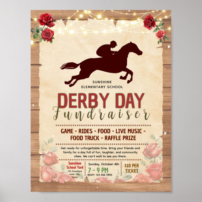 Redigerbar derby insamlingsflygblad poster (Framsidan)