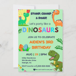 Redigerbar Dino-födelsedagsinbjudan | Roar Party Inbjudningar