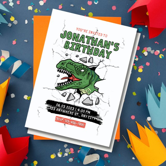 Redigerbar Dinosaur-inbjudan, Barns födelsedag par Inbjudningar (Skapare uppladdad)