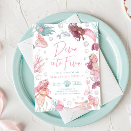 Redigerbar Dyk in i 5 Havfrue Födelsedagsinbjudan  Inbjudningar