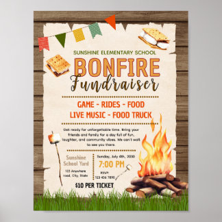 Redigerbar eldstad BBQ flygbladsmall Poster