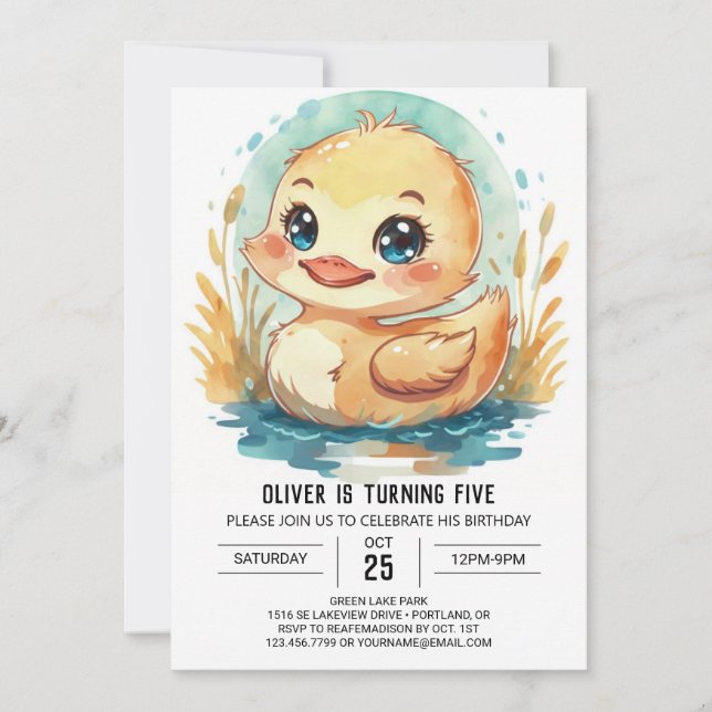 Redigerbar Elegant Anka-födelsedag Inbjudningar (Framsida)