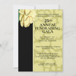 Redigerbar Elegant Black and Guld Charity Event Ga Inbjudningar
