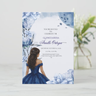Redigerbar Elegant Blue Quinceañera-inbjudan Inbjudningar