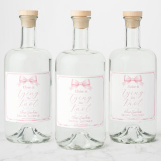 Redigerbar Elegant Rosa Båge Bröllopsfest Dryck Spritflaskor Etikett