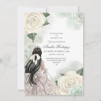 Redigerbar Elegant White Guld Quinceañera-inbjudan Inbjudningar