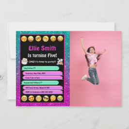 Redigerbar Emoji Födelsedagsfoto Inbjudan