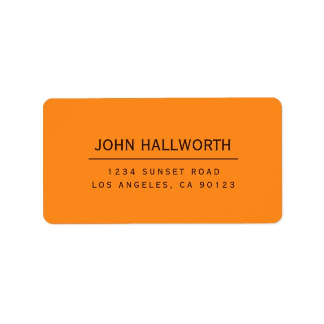 Redigerbar enkel Orange Brun retur Adressetikett (Framsidan)