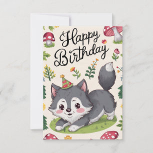Redigerbar enkel Varg Digital Birthday Kort