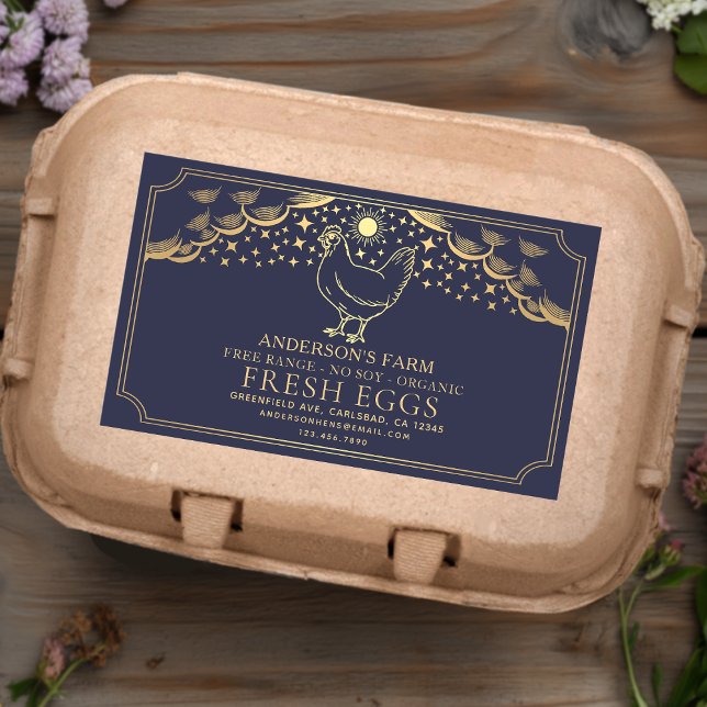 Redigerbar etikett för Blue Witchy Tarot Eggs-fami (Skapare uppladdad)