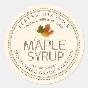 Redigerbar etikett för elfenbensmaple Löv-syrup