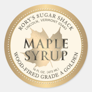 Redigerbar etikett för Guld Maple Löv Maple Syrup