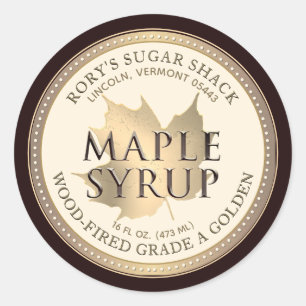 Redigerbar etikett för Guld Maple Löv Maple Syrup
