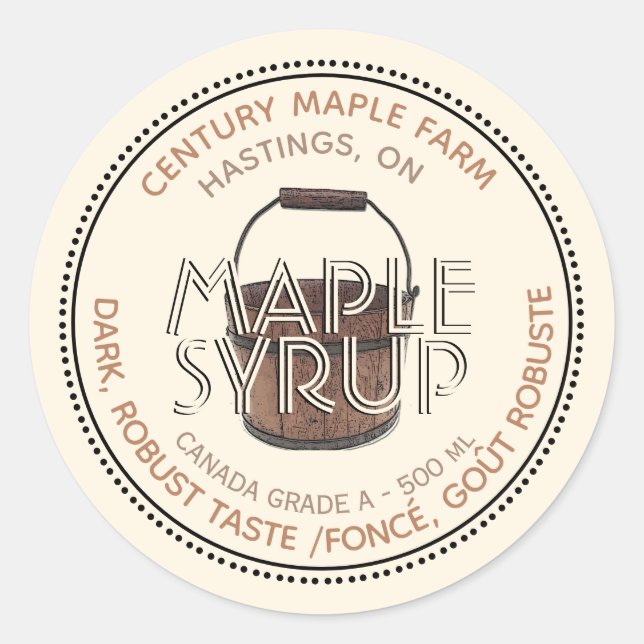 Redigerbar etikett för kanadensisk aple Syrup (Sap (Framsida)