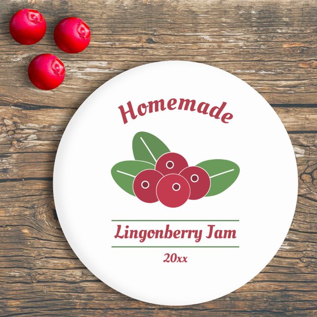 Redigerbar etikett för Lingonberry Sylt (Lingonberry Jam Label Sticker)